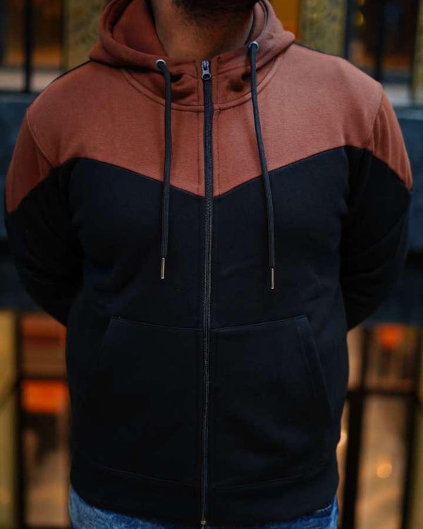 Classic Dual-Tone Pullover Hoodie Kangaroo Pocket