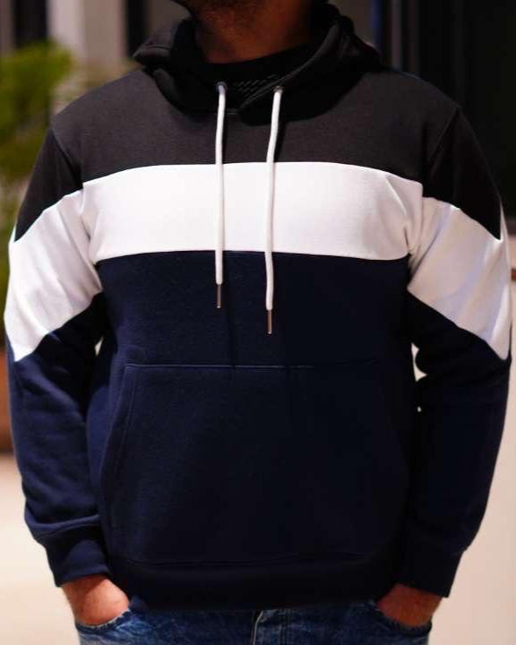 Color Block Pullover Hoodie Kangaroo Pocket